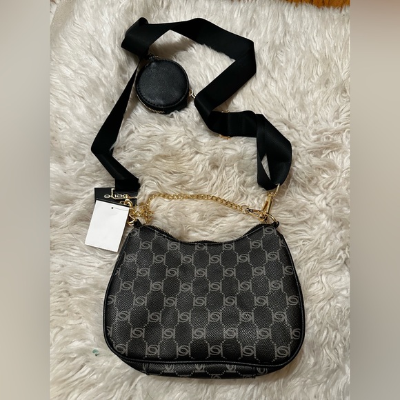 Be Gianna Monogram Crossbody Bag With Coin Purse Black NEW - Picture 4 of 7